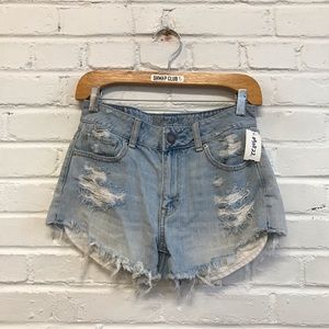 AMERICAN EAGLE OUTFITTERS denim high rise cut off jeans shorts